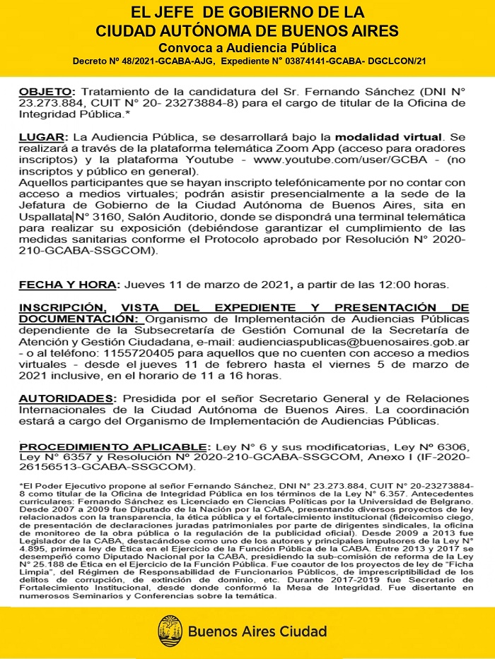 AVISO AUDIENCIA CANDIDATURA